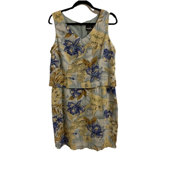 Positive Attitude Size 14 P Petite Dress Linen Blend Sleeveless Lined - Picture 1 of 4